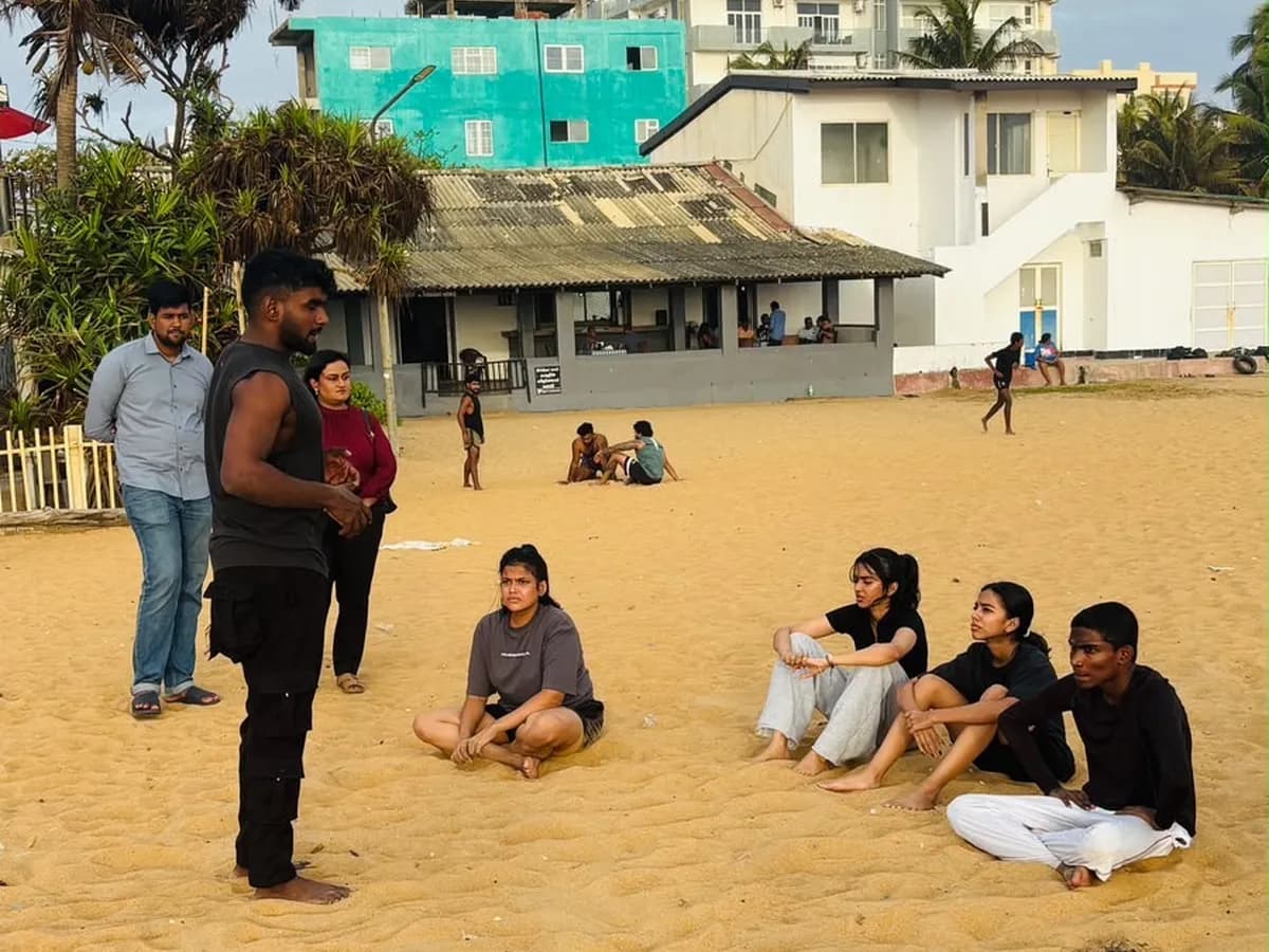 Leos gathered on the sand at Mount Lavinia Beach